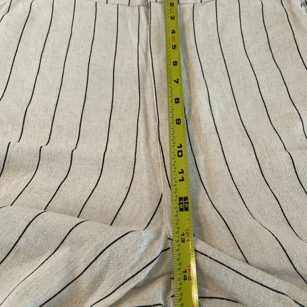 Avec Les Filles Pinstripe Pants Womens 8 Wide Leg Linen Blend High Rise Cream